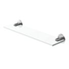 Swirl Caldew Chrome Stainless Steel, Tempered Glass & Zinc Alloy Bathroom Shelf 400mm x 107mm x 50mm