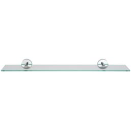 Croydex Pendle Chrome Zinc Alloy Flexi-Fix Glass Bathroom Shelf 590mm x 135mm x 54mm