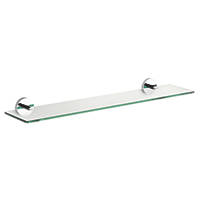 Croydex Pendle Chrome Zinc Alloy Flexi-Fix Glass Bathroom Shelf 590 x 135 x 54mm