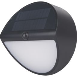 Luceco Carina Outdoor Round LED Solar-Powered Bulkhead With PIR Sensor Black 500lm