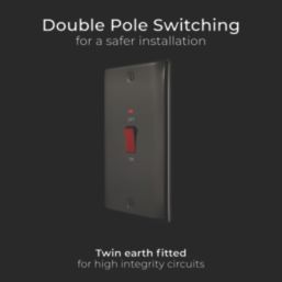 British General Nexus Metal 45A 1-Gang DP Cooker Switch Black Nickel with LED