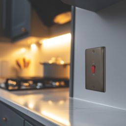 British General Nexus Metal 45A 1-Gang DP Cooker Switch Black Nickel with LED