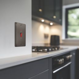 British General Nexus Metal 45A 1-Gang DP Cooker Switch Black Nickel with LED