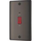 British General Nexus Metal 45A 1-Gang DP Cooker Switch Black Nickel with LED