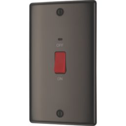 British General Nexus Metal 45A 1-Gang DP Cooker Switch Black Nickel with LED