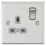 Knightsbridge  13A 1-Gang DP Switched Single Socket Brushed Chrome  with Colour-Matched Inserts
