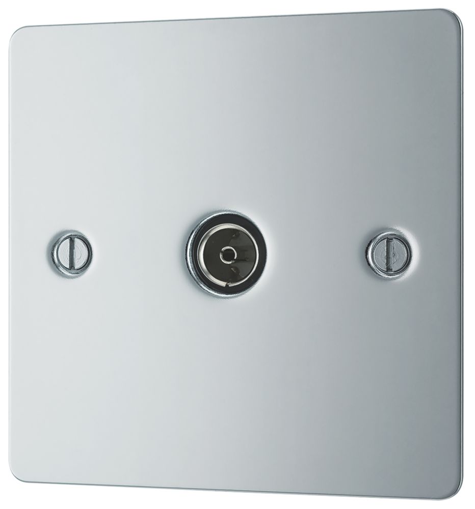 LAP 1-Gang Female Coaxial TV Socket Polished Chrome - Screwfix