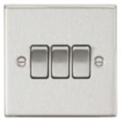 Knightsbridge  10AX 3-Gang 2-Way Light Switch  Brushed Chrome