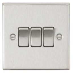 Knightsbridge  10AX 3-Gang 2-Way Light Switch  Brushed Chrome