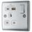 British General Nexus Metal 13A 1-Gang SP Switched Socket + 3A 18W 2-Outlet Type A & C USB Charger Polished Chrome with White Inserts