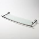 Ormara Silver Steel & Glass Bathroom Shelf 585mm x 170mm x 55mm