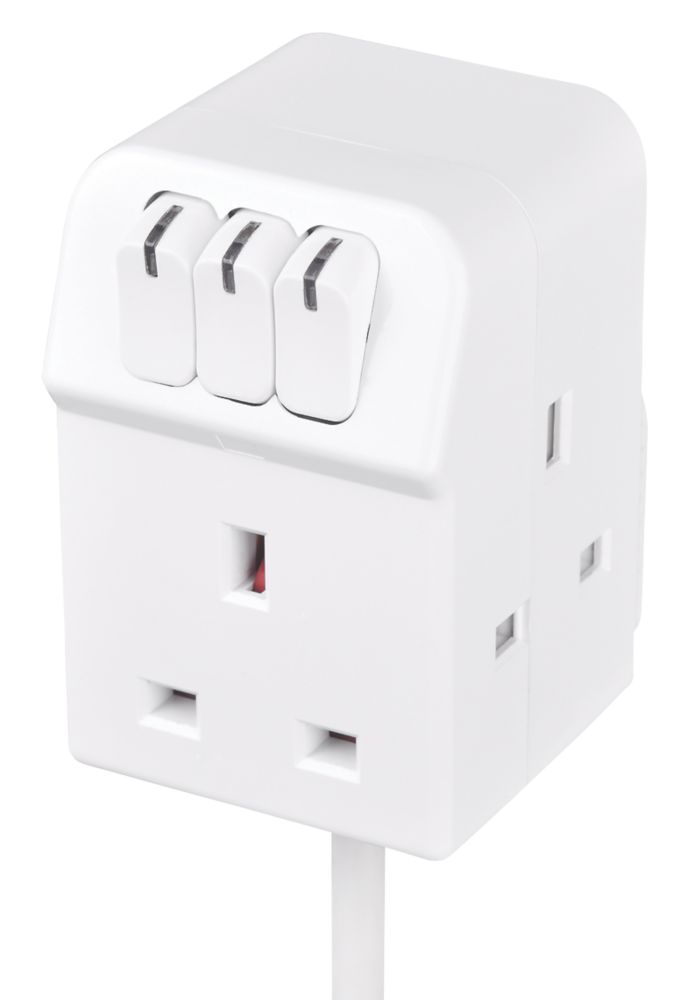 Masterplug 13A 3Gang Switched Extension Lead White 2m Screwfix