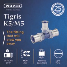 Wavin Tigris K5 Multi-Layer Composite Press-Fit Reducing Tees 20mm x 16mm x 20mm 10 Pack