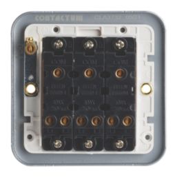 Contactum  10AX 3-Gang 2-Way Metal Clad Light Switch with White Inserts