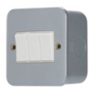 Contactum  10AX 3-Gang 2-Way Metal Clad Light Switch with White Inserts