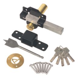 GateMate Black Double Long Throw Lock 70mm 154mm