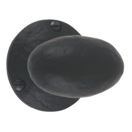 Smith & Locke Oval Mortice Knobs 56mm Pair Black