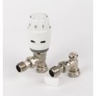 Danfoss RAS-C² 10mm x 1/2" White/Nickel-Plated Angled & L/S Traditional Thermostatic Radiator Valve & Lockshield