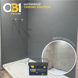 OB1  Waterproof Tanking Solution will inhibit the passage of moisture from within tiled areas 7262g