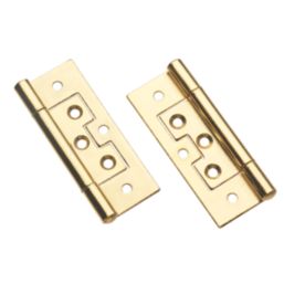 Smith & Locke Polished Brass  Flush Hinges 100mm x 59.5mm 2 Pack