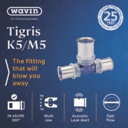 Wavin Tigris K5 Multi-Layer Composite Press-Fit Reducing Tees 20mm x 25mm x 20mm 10 Pack