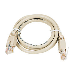 Beige Unshielded RJ45 Cat 5e Ethernet Cable 1m 10 Pack