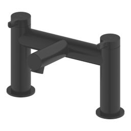 Swirl Bonda Black 192mm Deck Mounted Lever 2 Tap Holes Bath Mixer Tap