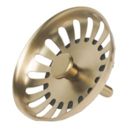 Flomasta Sink Strainer Brushed Brass 90mm