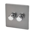 Varilight V-Dim 2-Gang 2-Way  Dimmer Switch  Slate Grey