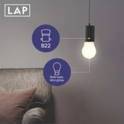 LAP  B22 Mini Globe LED Light Bulb Milky 470lm 2.9W 4 Pack