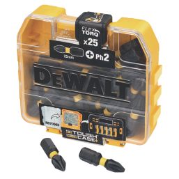 DEWALT  6.35mm 25mm Hex Shank PH2 Impact Torsion Screwdriver Bits 25 Pack