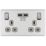 LAP  13A 2-Gang DP Switched Socket + 3.1A 15.5W 2-Outlet Type A USB Charger Brushed Stainless Steel with Graphite Inserts