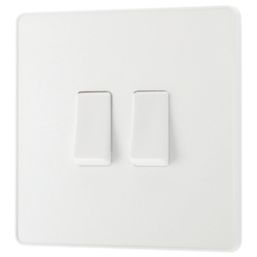 British General Evolve 20A 16AX 2-Gang 2-Way Light Switch  Pearlescent White with White Inserts