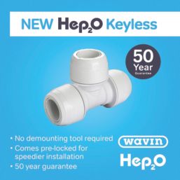 Hep2O  Plastic Push-Fit Equal Keyless Tee 22mm