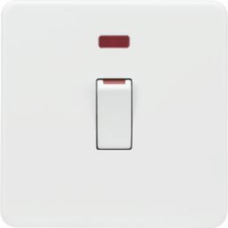 Knightsbridge  45A 1-Gang DP Control Switch Matt White with LED