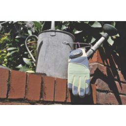 ClipGlove Shock Absorber  Womens Synthetic Leather Gardening Gloves Blue / Mint Small