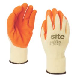 Site  Latex Builders Gloves Orange / Yellow Large