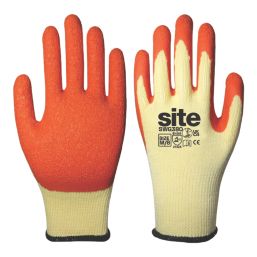 Site  Latex Builders Gloves Orange / Yellow Large