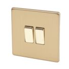 Varilight  10AX 2-Gang 2-Way Light Switch  Brushed Brass