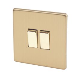 Varilight  10AX 2-Gang 2-Way Light Switch  Brushed Brass