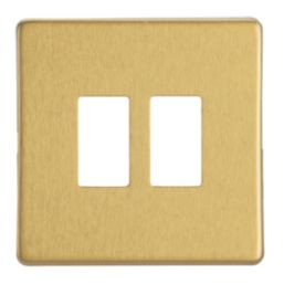Contactum Lyric 2-Module Grid Faceplate Brushed Brass