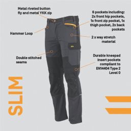 Site Allman Multi-Pocket Stretch Work Trousers Grey / Black 30" W 32" L