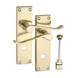 Smith & Locke  Fire Rated WC Door Handles Pair Polished Brass