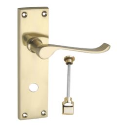 Smith & Locke  Fire Rated WC Door Handles Pair Polished Brass