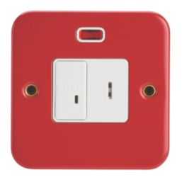 Contactum  13A Switched Metal Clad Secret Key Fused Spur with Neon Red with White Inserts