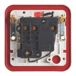 Contactum  13A Switched Metal Clad Secret Key Fused Spur with Neon Red with White Inserts