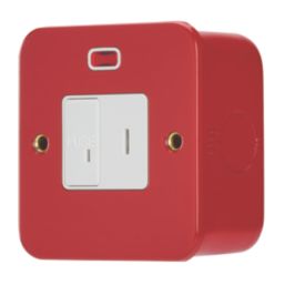 Contactum  13A Switched Metal Clad Secret Key Fused Spur with Neon Red with White Inserts