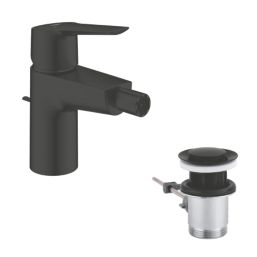 Grohe Start Matt Black 147mm Mono Bidet Mixer Tap  With Pop-Up Waste