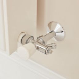 Flomasta  10mm x 21mm White/Chrome Angled Modern Manual Radiator Valve Head & Body With Drain Off