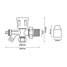 Flomasta  White Angled Manual Radiator Valve with Drain Off  10mm x 21mm